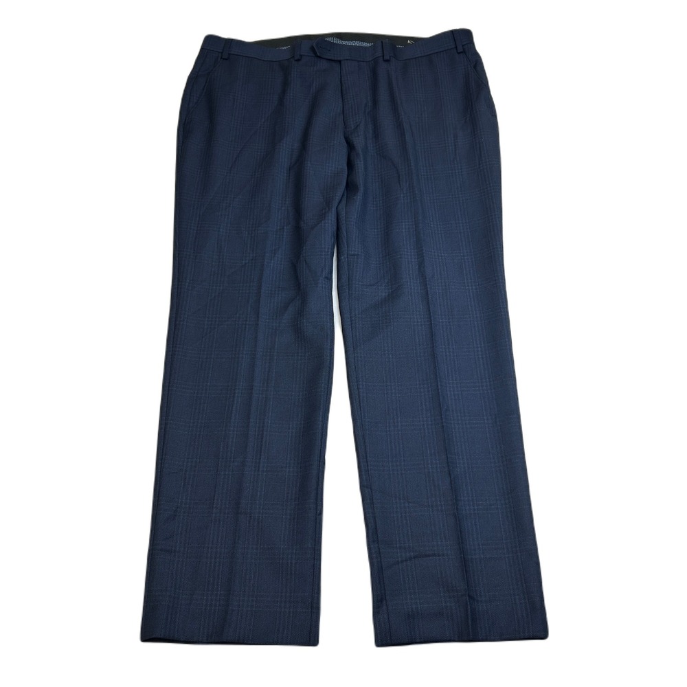 LRL Ralph Lauren Dress Pants Mens 40x30 Navy Plaid Stretch Wool Blend‎ NEW